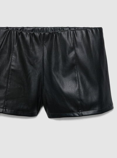 Shorts culotte effetto pelle con vita elasticizzata