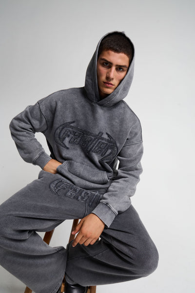 Felpa boxy con cappuccio e stampa lettering