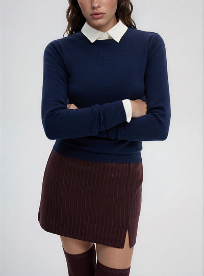 Skort mini gessato con spacco