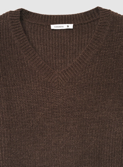 Maglia a coste inglesi con scollo a V