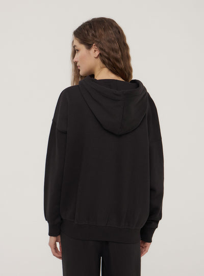 Felpa maxi con cappuccio e zip