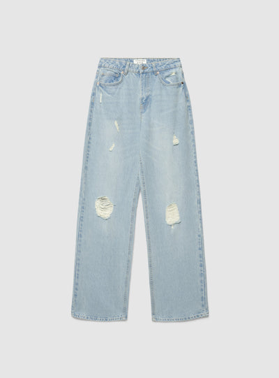 Jeans wide leg con strappi