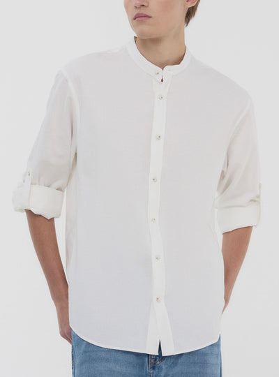 Camicia coreana in misto lino