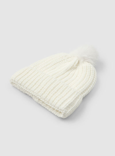 Cappellino beanie con pon pon a tinta unita