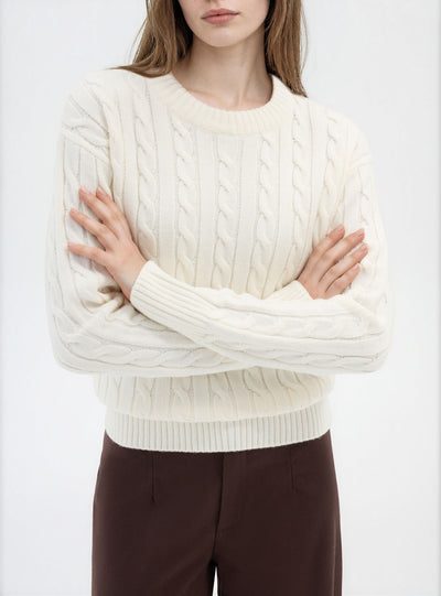 Maglia a trecce girocollo