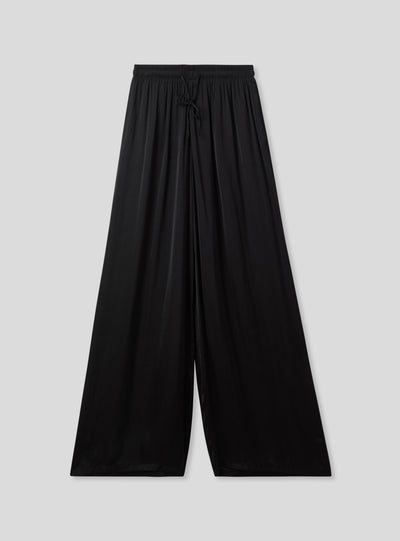 Pantaloni palazzo coulisse in effetto raso