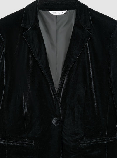 Taillierte Einreiher-Jacke mit Samteffekt