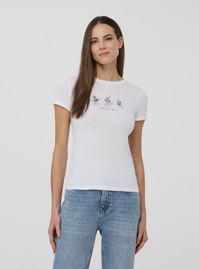Camiseta slim fit con estampado de flores