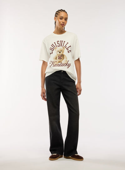 T-shirt ampia con stampa orsetto college