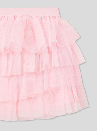 Plain-coloured tiered tulle skirt