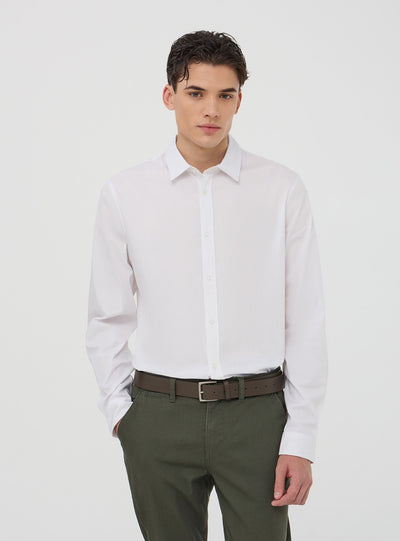 Camicia popeline stretch tinta unita