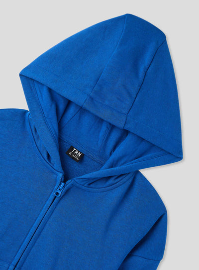 Felpa basic tinta unita con zip e cappuccio