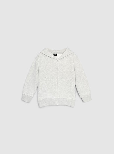 Felpa con cappuccio e zip a tinta unita