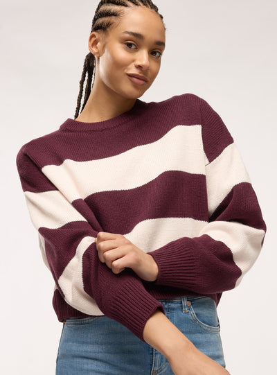 Maglia ampia a righe con maniche balloon