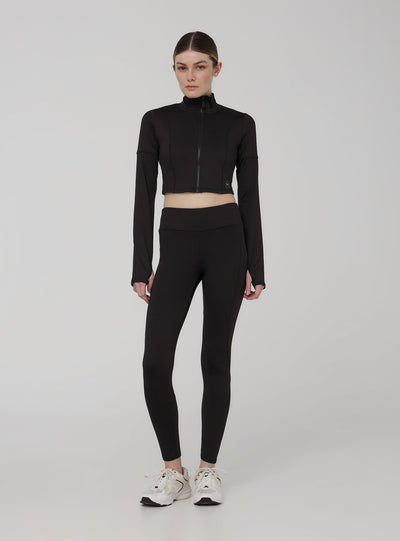 Felpa sportiva aderente crop con zip