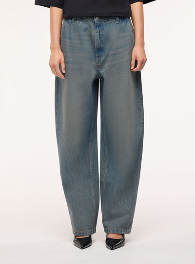 Jeans baggy in denim a tinta unita