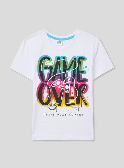 T-shirt con scritta gaming
