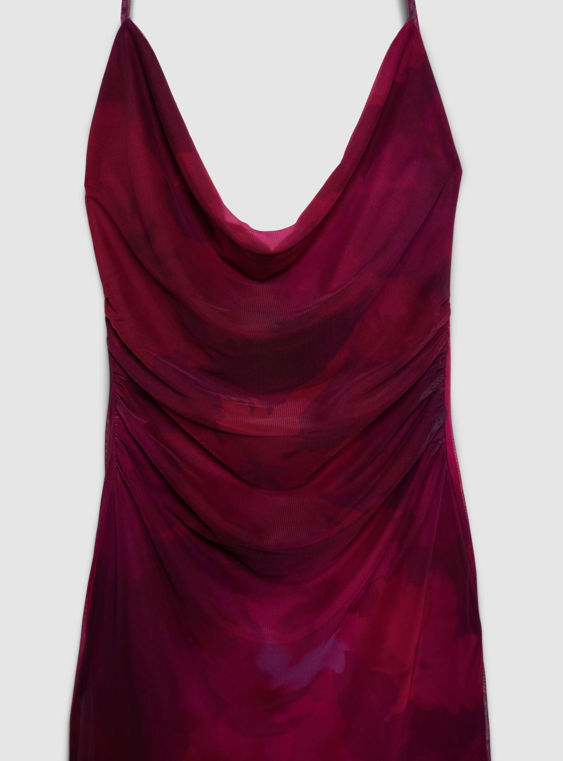 burgundy ombre dress Burgundy Ombre Chiffon Plunging Neck Long Train Prom Gown