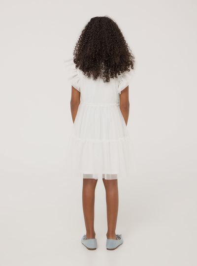 Vestito a balze in tulle glitterato