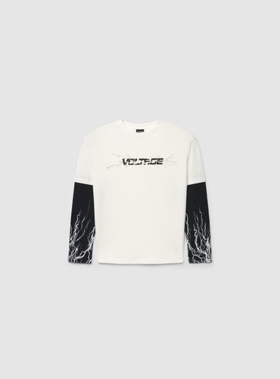 T-shirt a maniche lunghe con stampa fulmini