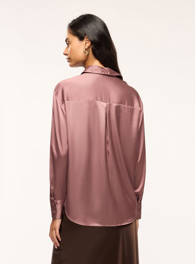 Camicia ampia in satin a tinta unita