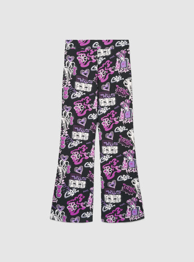 Leggings lunghi a zampa con stampa