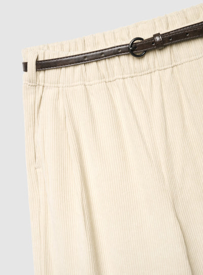 Pantaloni wide leg in velluto con cintura