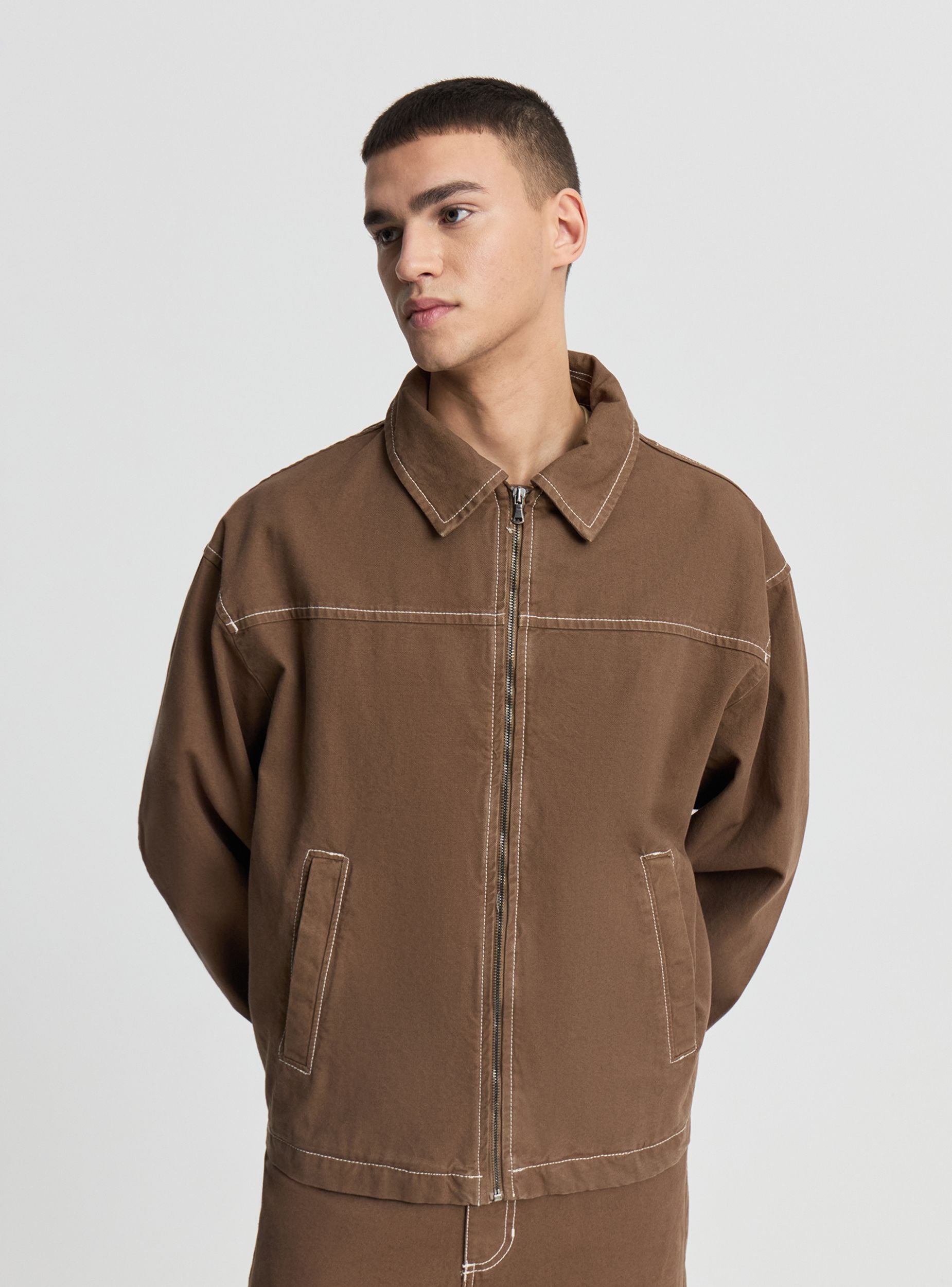 Cropped workwear jacket with zip - Terranova