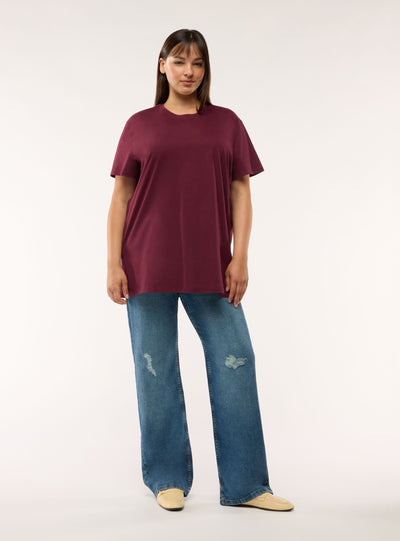 T-shirt maxi a tinta unita