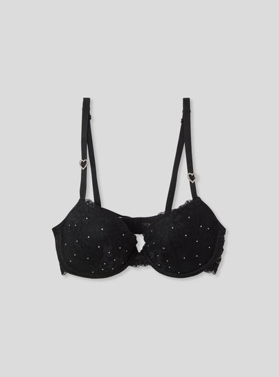 Reggiseno push-up con cuori in strass