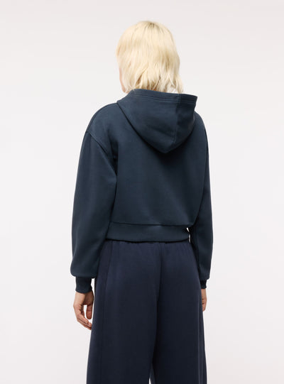 Felpa crop con zip e cappuccio