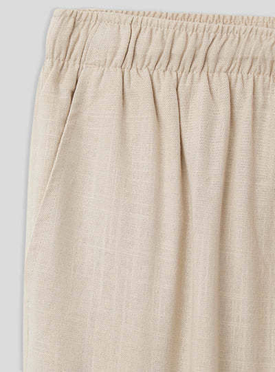 Pantaloni wide leg in misto lino con coulisse
