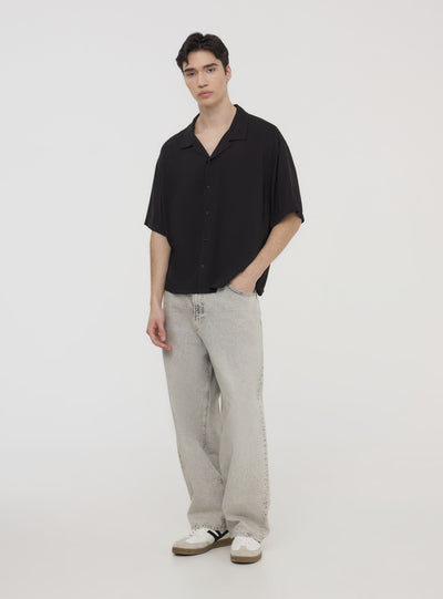 Camicia bowling cropped in viscosa