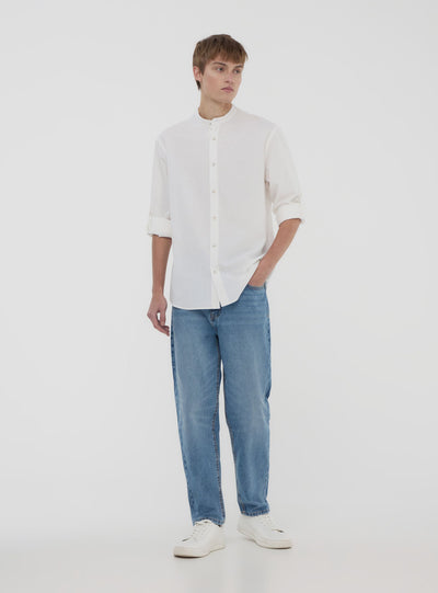 Camicia coreana in misto lino