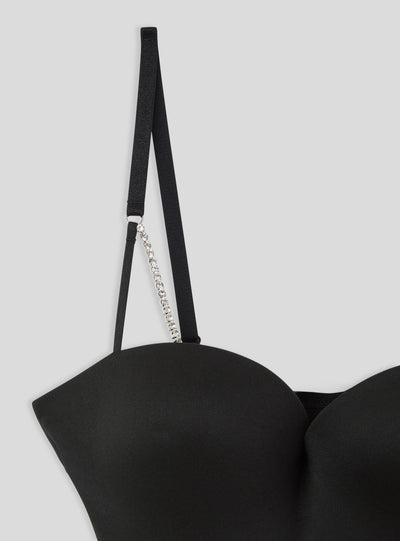 Body in microfibra con laccetti strass
