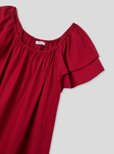 Vestito lungo in popeline a maniche corte