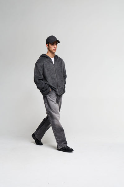 Maglia boxy con cappuccio e zip