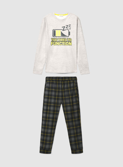 Pyjama-Set mit bedrucktem Oberteil und langer Hose