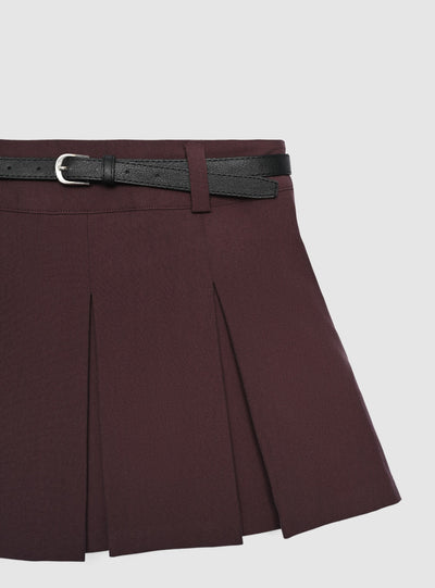 Skort mini plissettato con cintura
