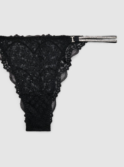 Slip brasiliana in pizzo con strass