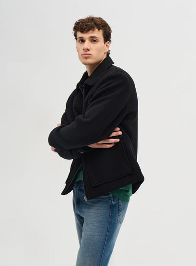 Giacca camicia con zip e tasche applicate