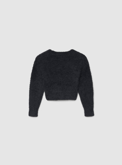 Cardigan a tinta unita effetto pelo