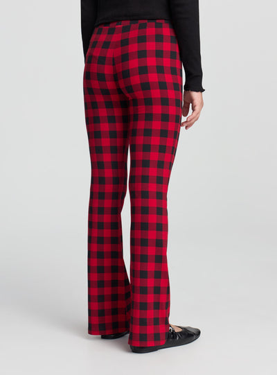 Long flared checkered leggings