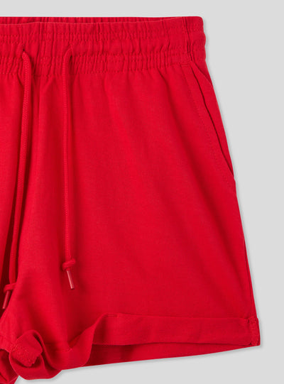Shorts tuta a vita alta con risvolto