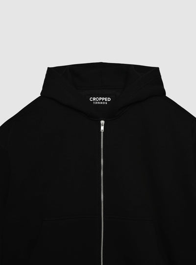 Felpa crop con cappuccio e zip