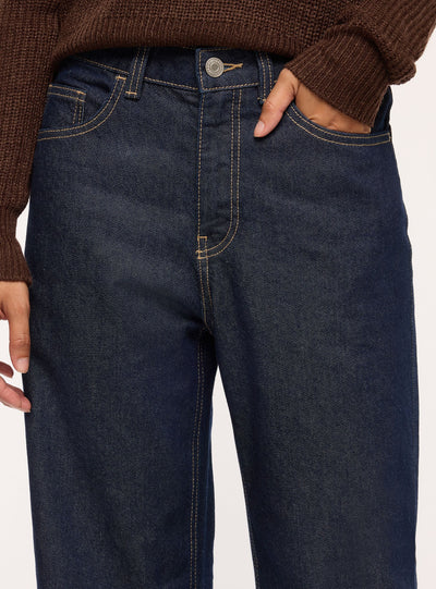 Jeans wide leg a tinta unita