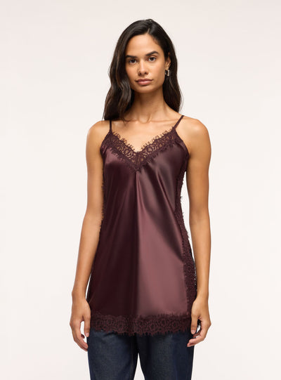 Top con pizzo e spalline sottili satin