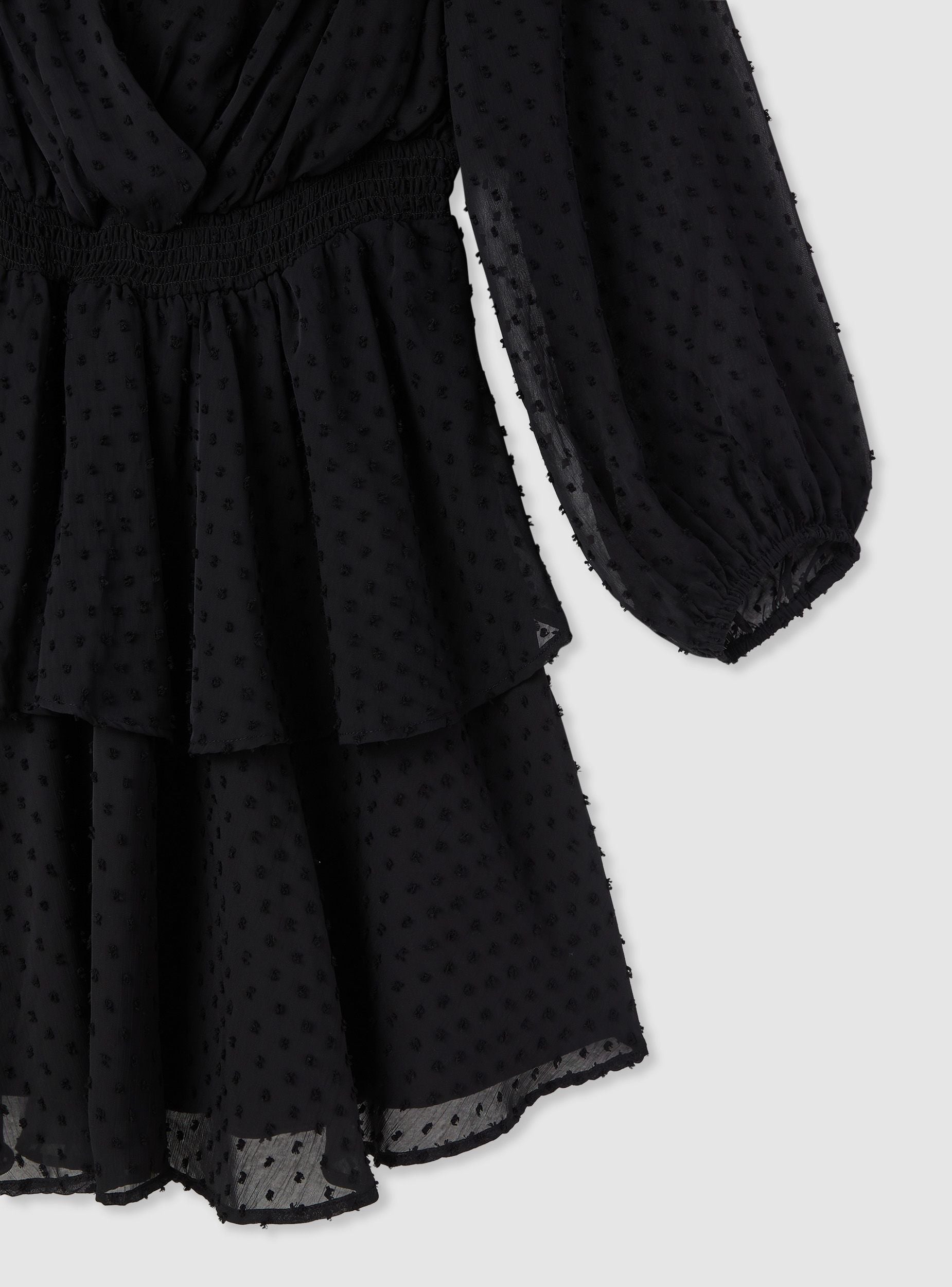 zara ruffled dotted mesh dress Wrap dress with ruffles