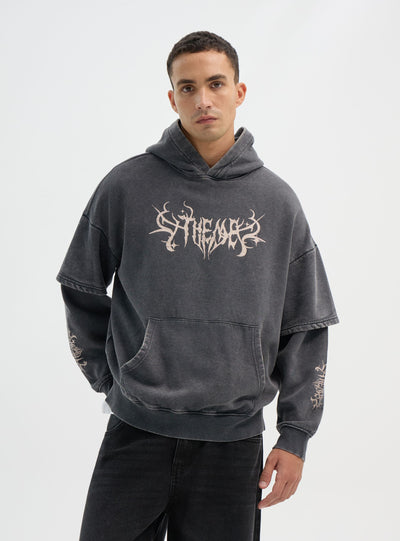 Sweat-shirt boxy à capuche avec impression texte