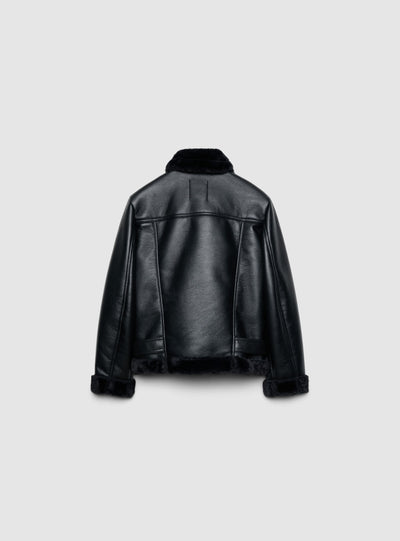 Jacke mit Lammfelloptik und Gürtel